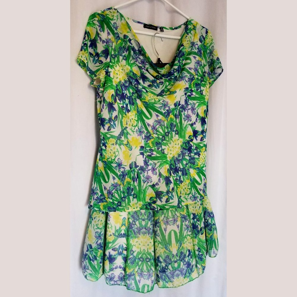 Two Piece Flowered Blouse & Skirt